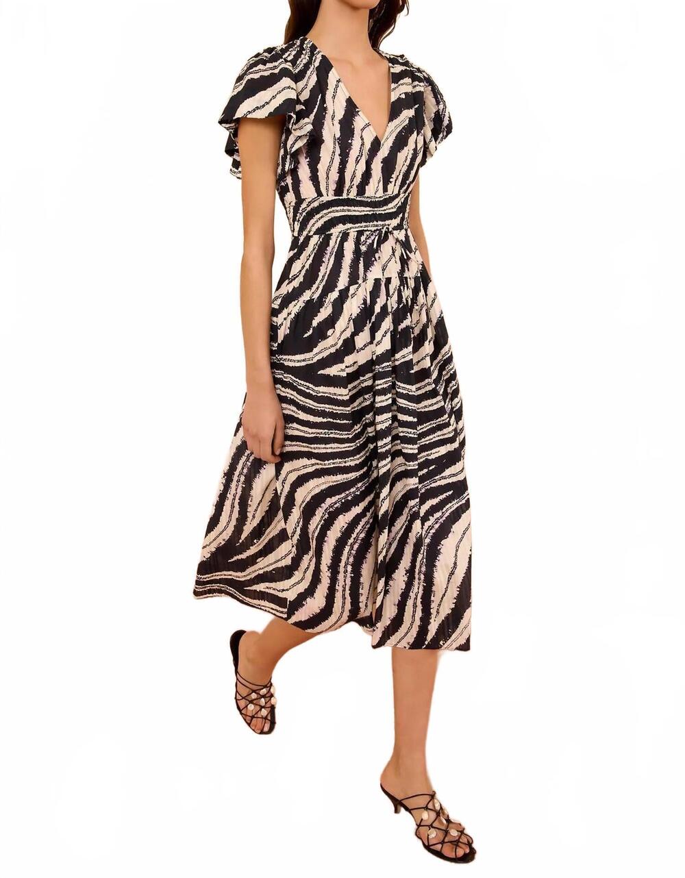NEW ULLA JOHNSON lyria cotton dress in shibori wave